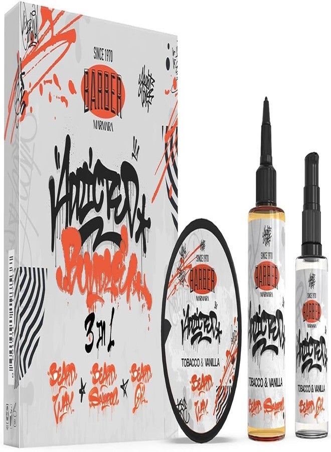 باربر مرمرة مجموعة العناية باللحية وتصفيفها من باربر مارمارا توكاكو وفانيليا، صندوق العناية باللحية المتكامل، تتضمن زيت اللحية وشامبو اللحية وشمع اللحية، فكرة هدية رائعة للرجال. - Image 1